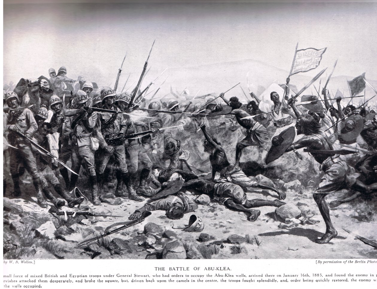 1885年1月17日的阿布克勒战役，来自&39;哈钦森国家历史&39;的插图，c.1910 作者 威廉·巴恩斯（William Barnes）羊毛