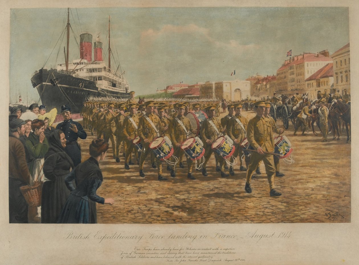 1914年8月，英国远征军登陆法国 作者 威廉·巴恩斯（William Barnes）羊毛