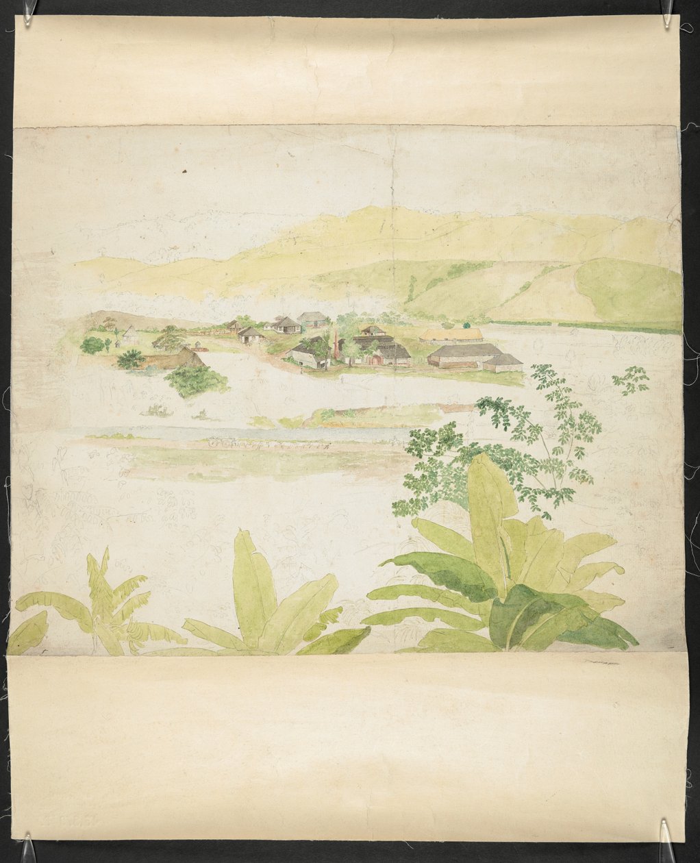 牙买加克拉伦登幸运谷庄园水彩画 作者 威廉·贝瑞曼