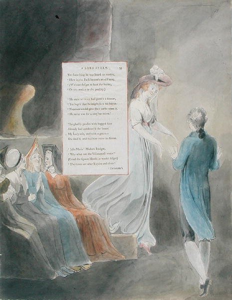 1797-98年出版的“托马斯·格雷诗集”中的“长篇小说”设计33（水彩笔，纸本墨水） 作者 威廉·布雷克
