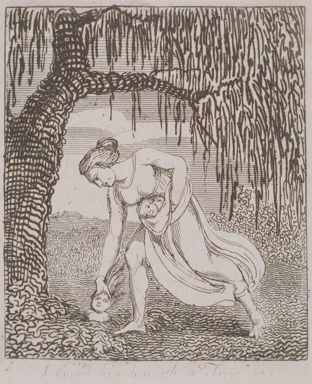 我发现他在一棵树下面，从&39;For Children。 “天堂之门”，1793年 作者 威廉·布雷克