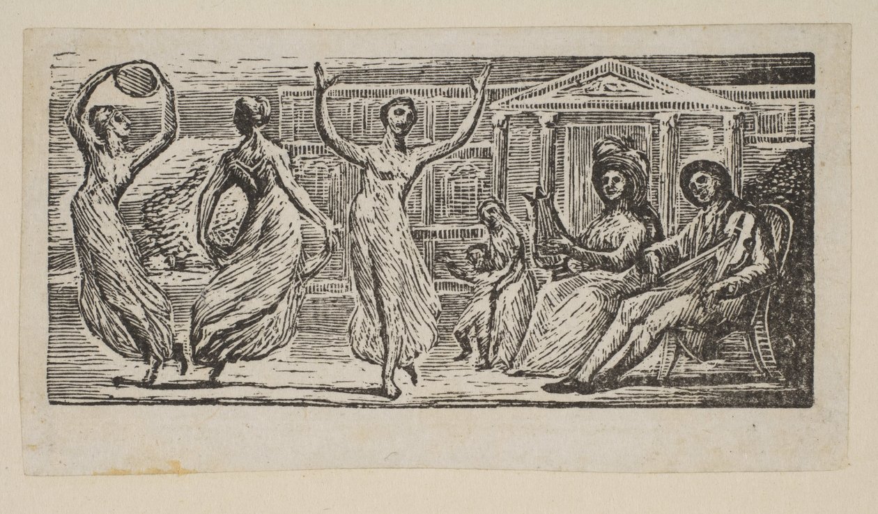 Menalcus看女人跳舞，出自桑顿的《维吉尔牧师》，1821年。 作者 威廉·布雷克