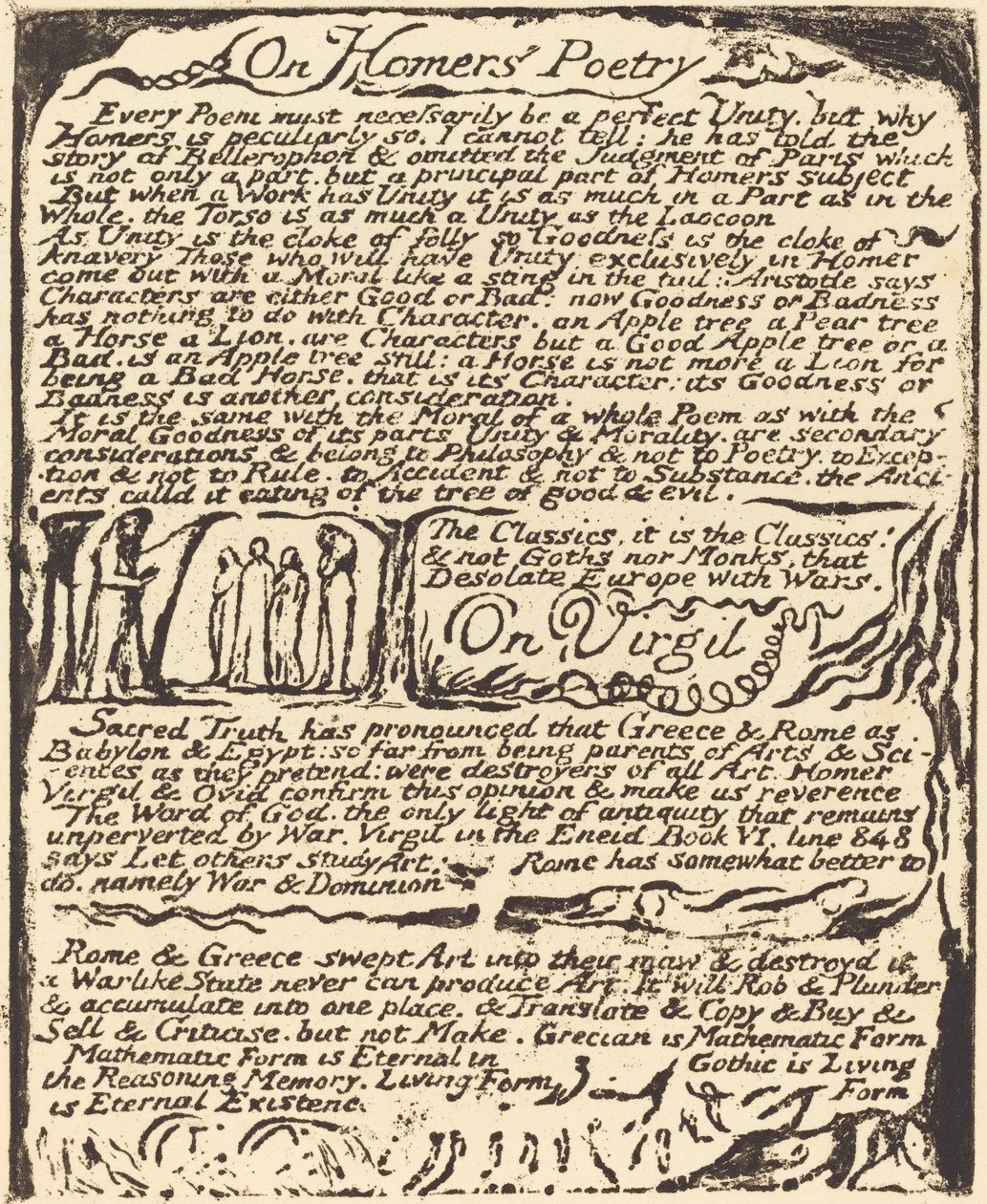 论荷马的诗歌和论维吉尔，1822年。 作者 威廉·布雷克