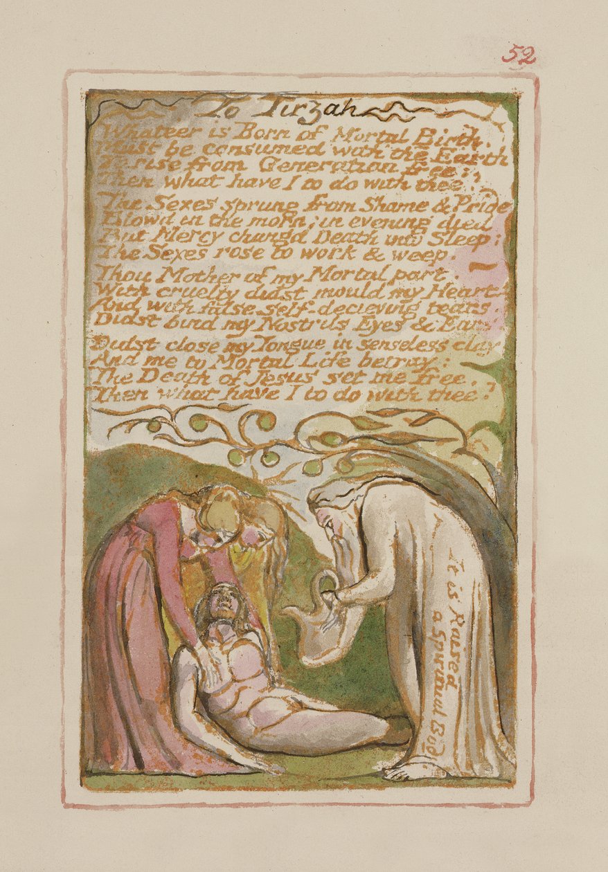 P.125-1950.pt52到Tirzah：来自纯真之歌和经验的第52页（复制AA）c.1815-26（蚀刻，墨水和wc） 作者 威廉·布雷克