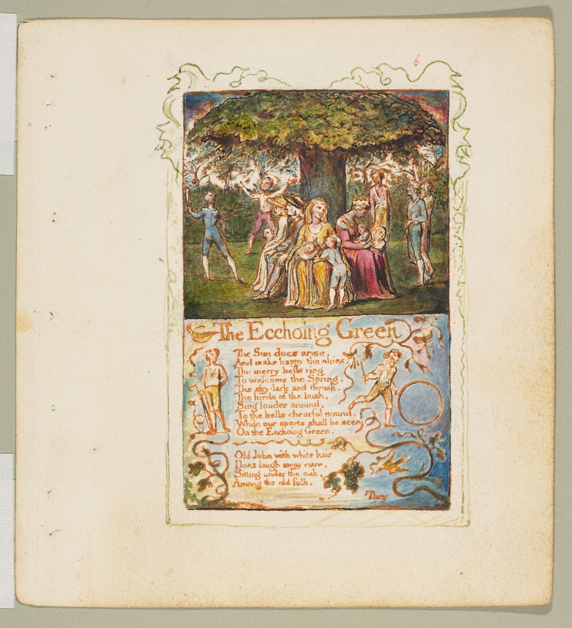 纯真与经验之歌。The Ecchoing Green, ca. 1825. 作者 威廉·布雷克