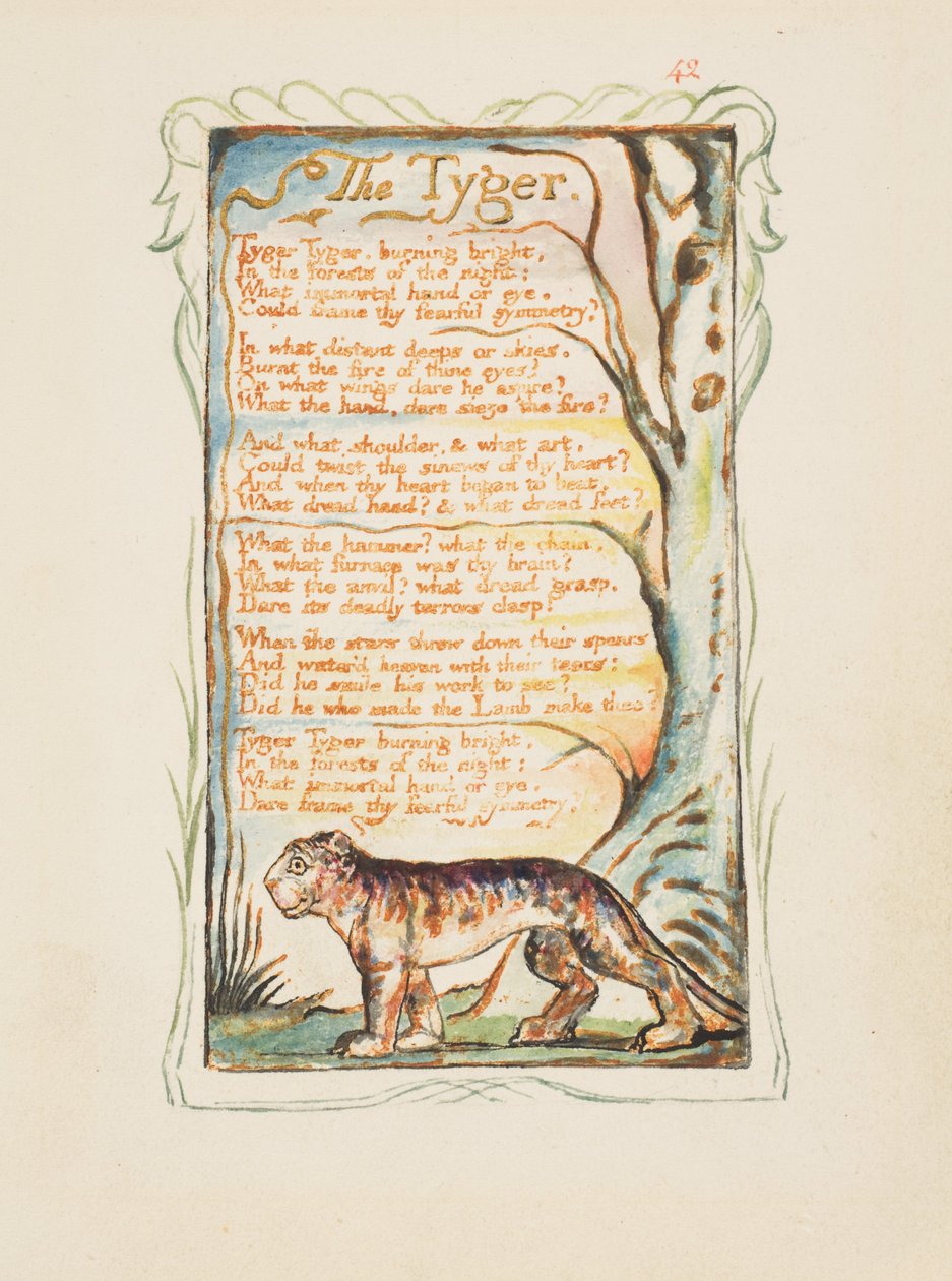 纯真与经验之歌：The Tyger, 约1825年。 作者 威廉·布雷克