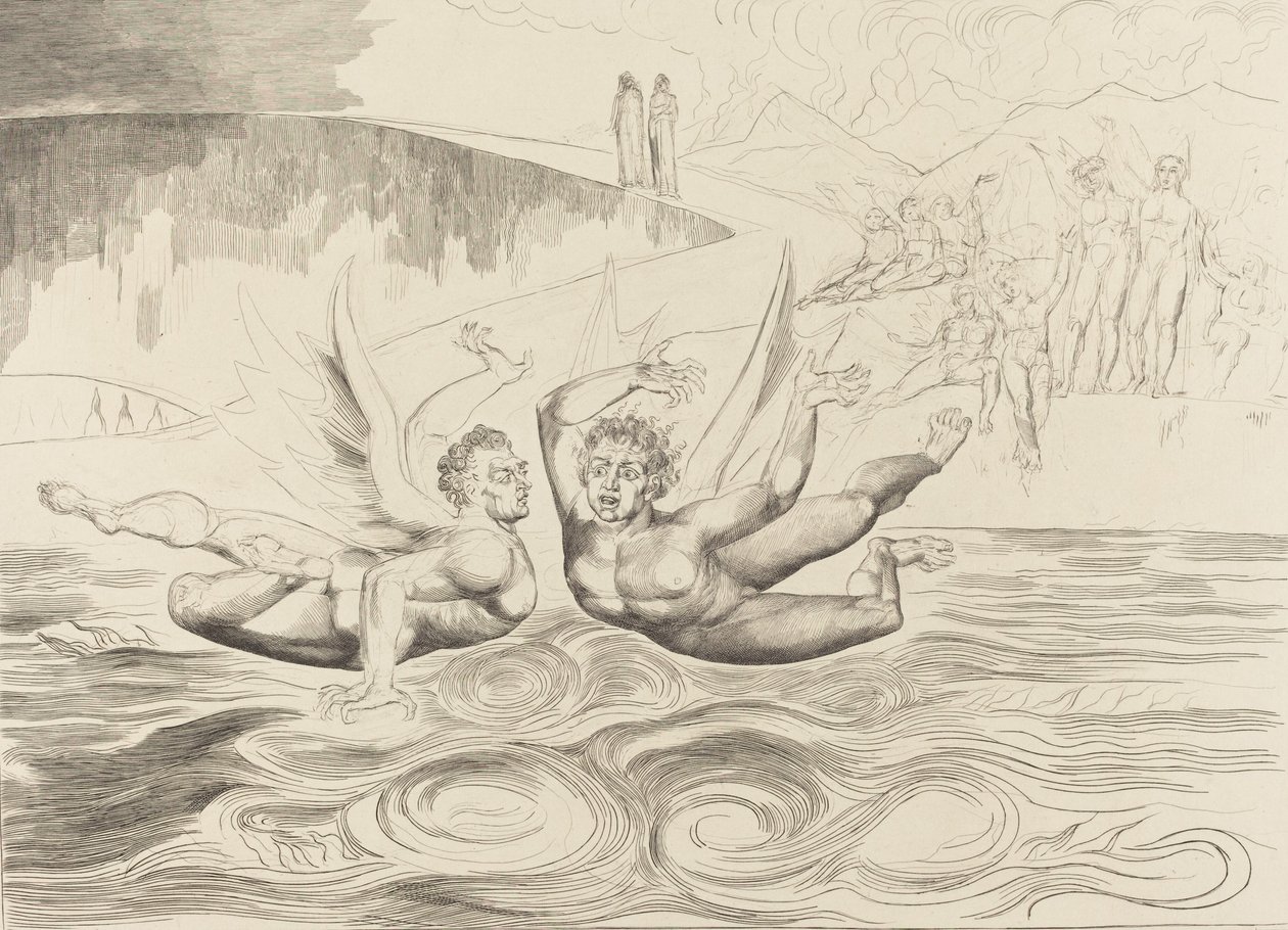 贪官的圈子，魔鬼的互相残杀，1827年。 作者 威廉·布雷克