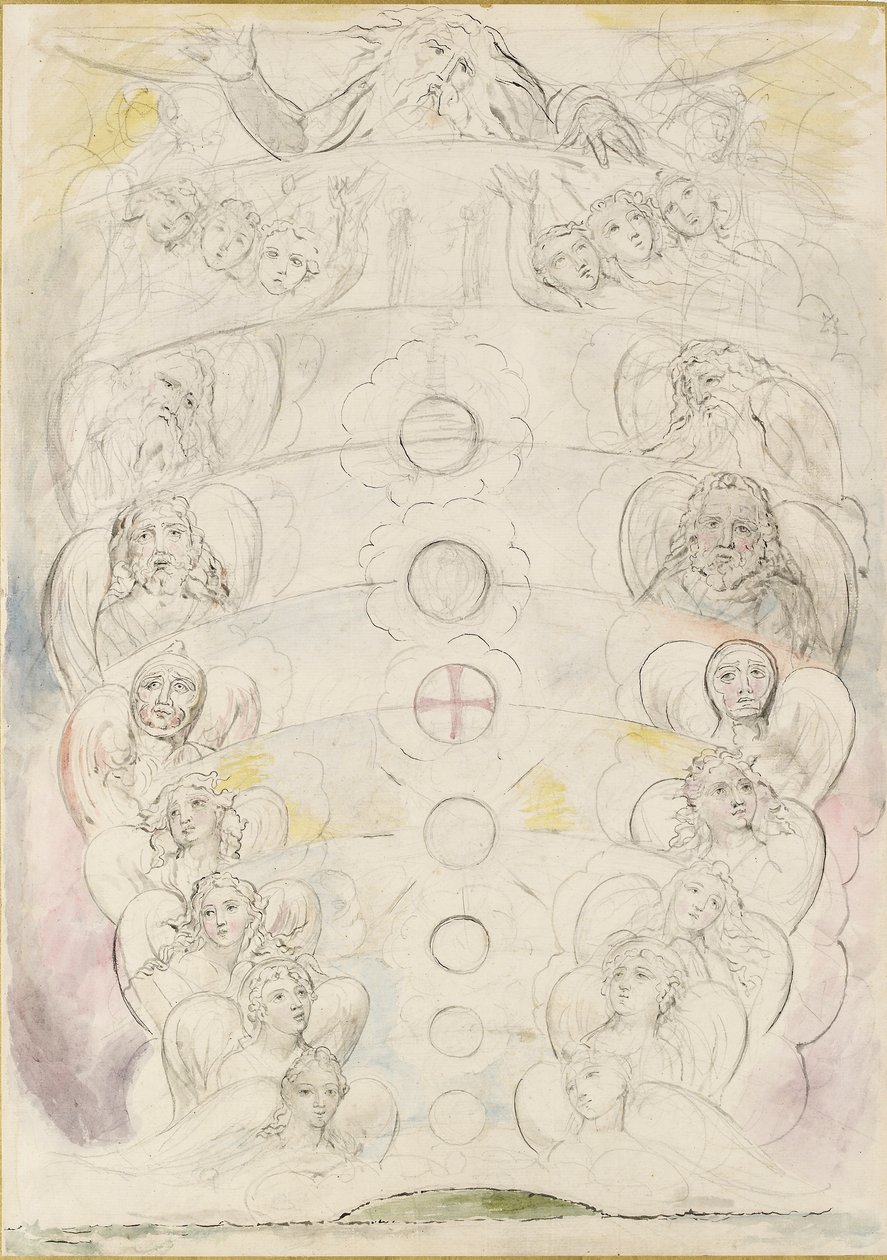 神灵，从他那里得到了九大球体，1825-1827年 作者 威廉·布雷克