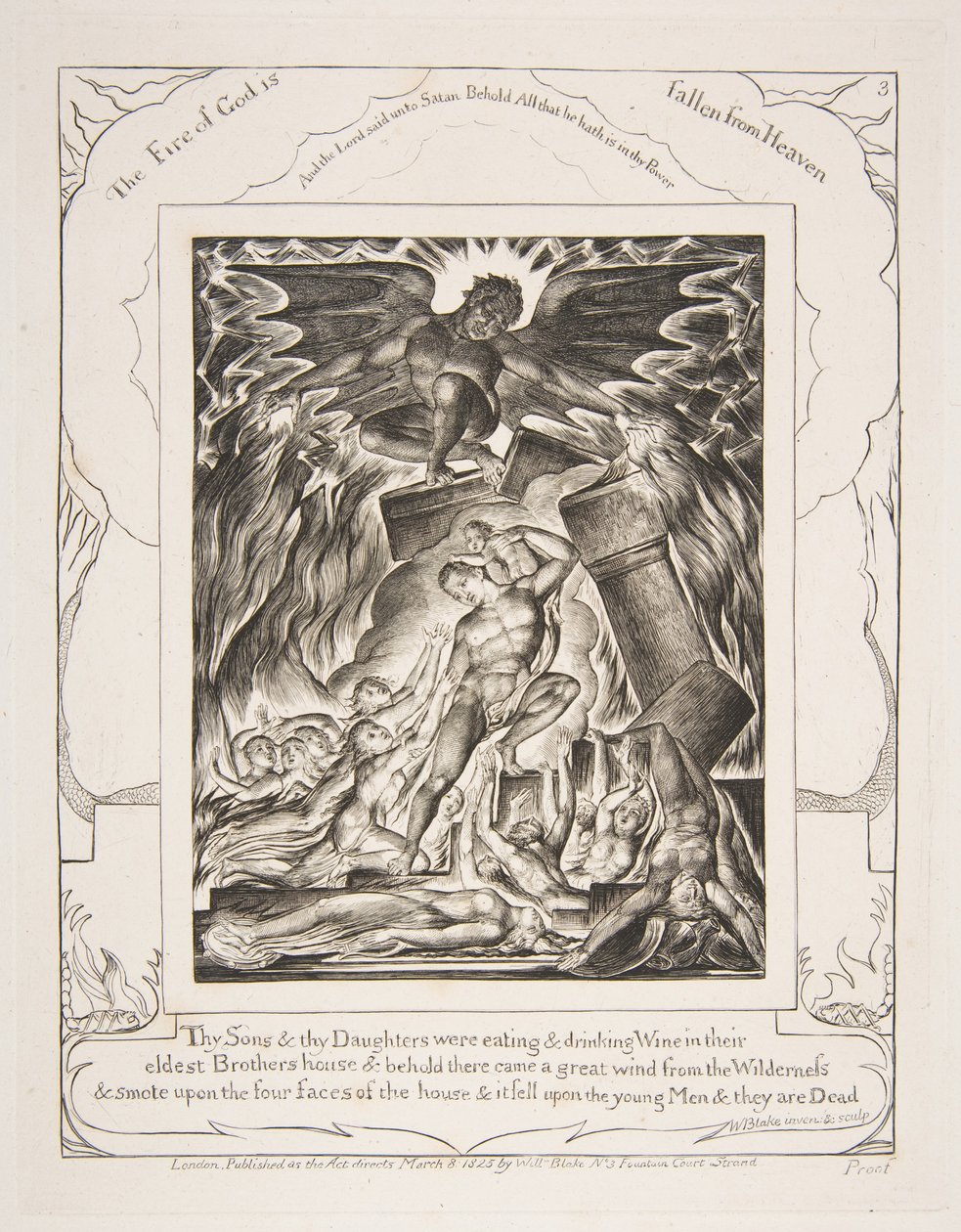 乔布斯儿子的毁灭，摘自乔布斯插图，1825-26年。 作者 威廉·布雷克