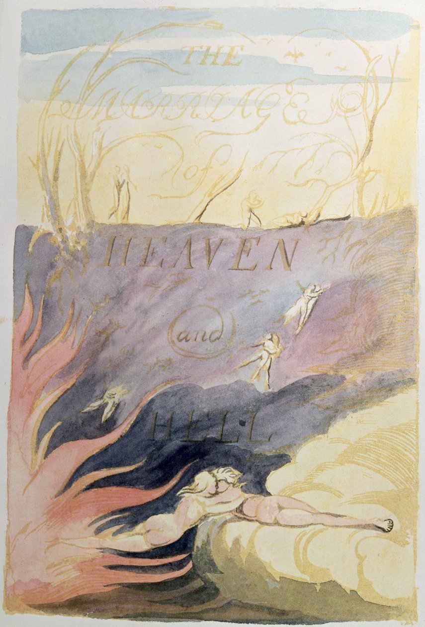 天堂与地狱的婚姻;标题页，1790-93（用wc着色的浮雕蚀刻） 作者 威廉·布雷克