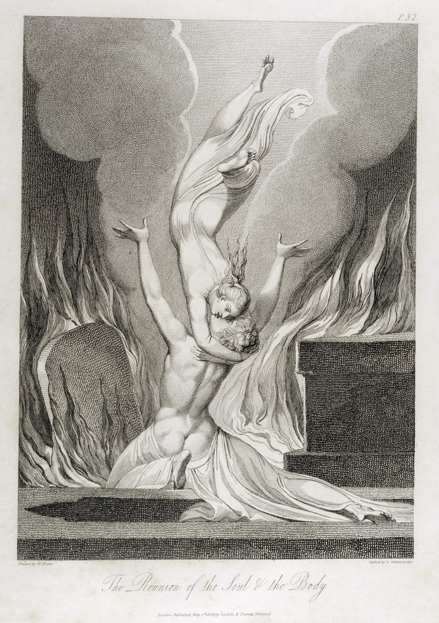 灵魂和身体的重聚，第13页，威廉布莱克（1757-1827）的“坟墓，A，诗”中的插图，由Luigi Schiavonetti（1765-1810）刻，1808年 作者 威廉·布雷克