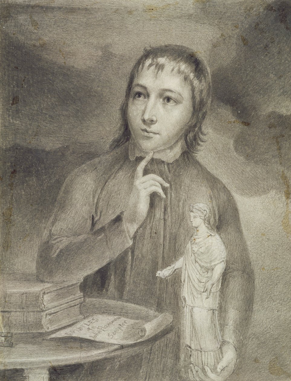 托马斯·阿方索·海利（Thomas Alphonso Hayley），半身图，约1800年（石墨，灰色b - c在纸上） 作者 威廉·布雷克