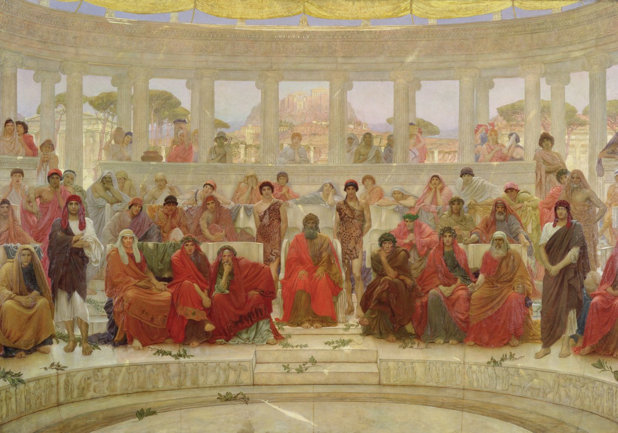 1884年Aeschylus在Agamemnon期间在雅典举行的观众 作者 威廉·布莱克·里士满