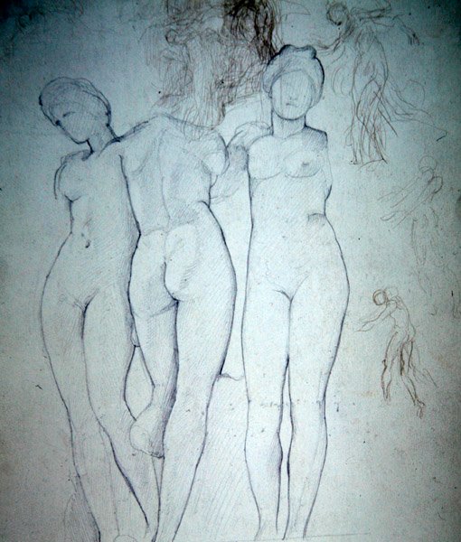 三幅裸体画（纸上铅笔） 作者 威廉·布莱克·里士满