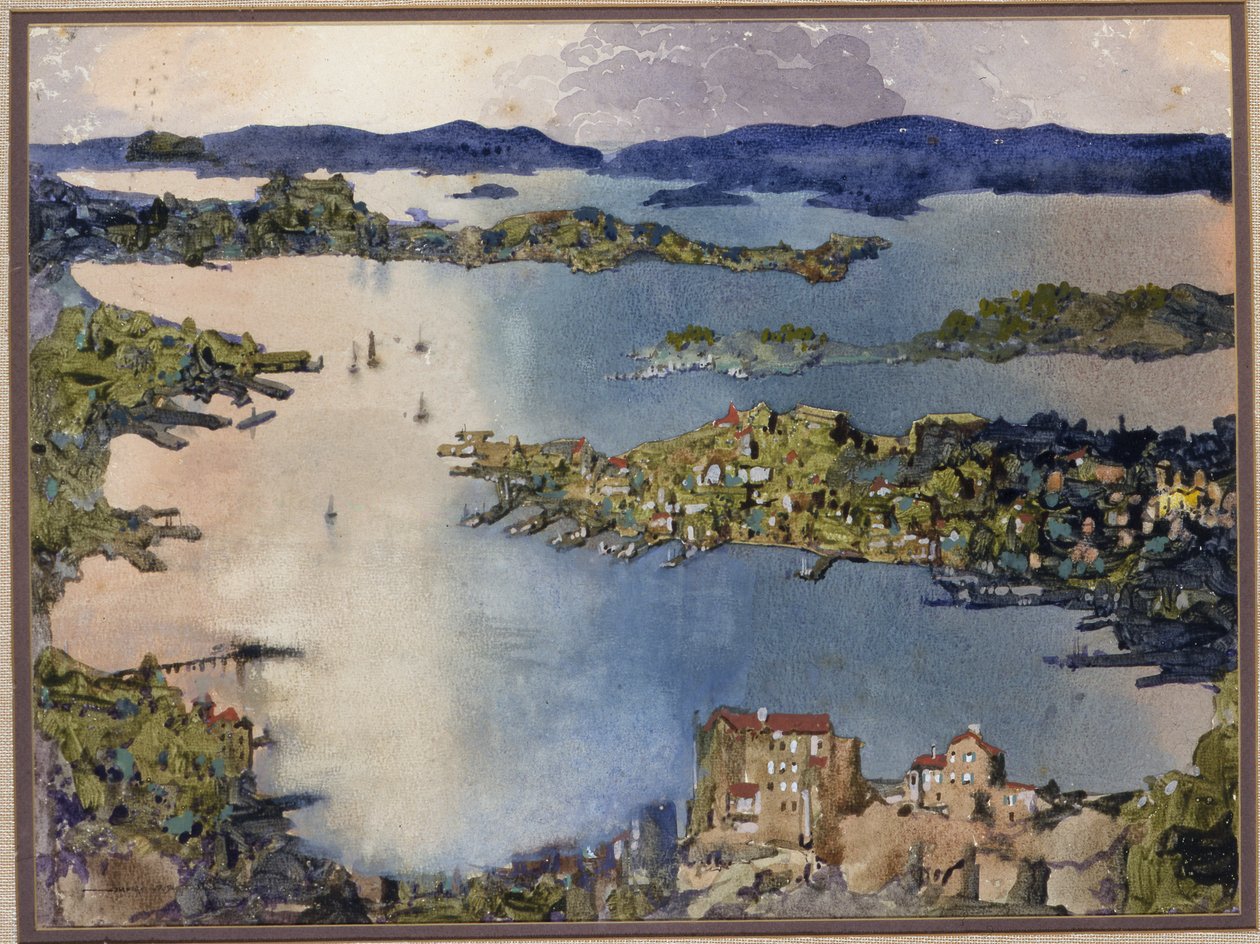 内陆海域（悉尼港），约1895年（纸上水） 作者 威廉·布莱米·杨