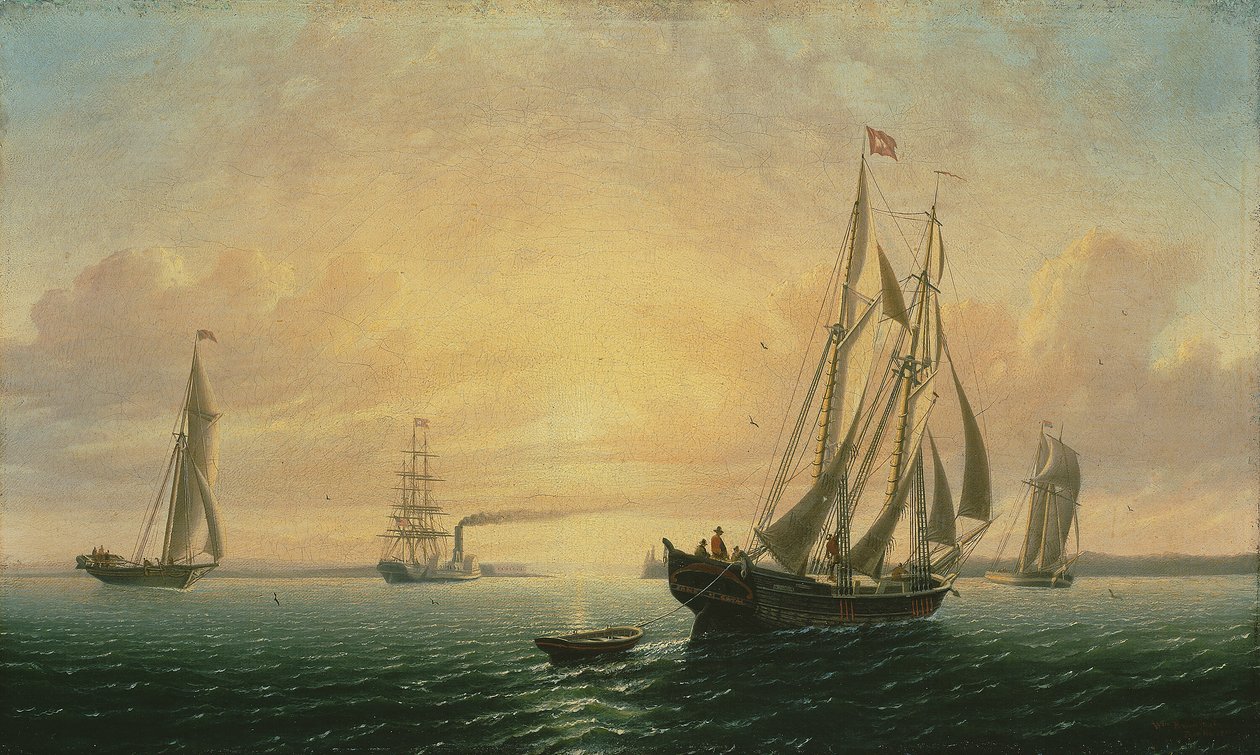 缅因州巴斯的Schooner Jane号，1857年。 作者 威廉·布拉德福德