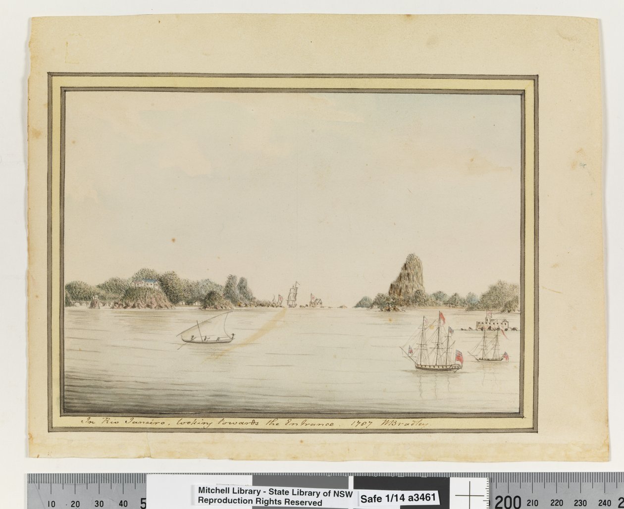 Opp. p. 36. `In Rio Janeiro, looking towards the Entrance. 1787
