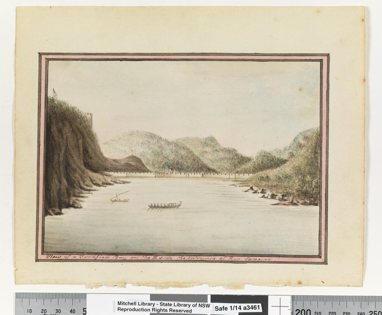 Opp. p. 39. `View of a Fortified Bay on the E side the entrance of Rio Janeiro