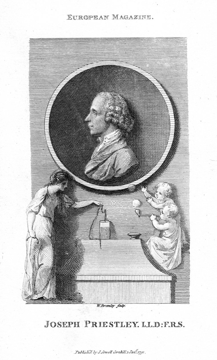 约瑟夫·普里斯特利（Joseph Priestley），英国化学家和长老会部长，1791年 作者 威廉·布罗姆利