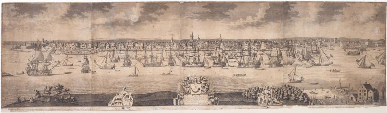 美国纽约州Ye Ye Flourishing City的南方展望，John Harris，1717-18 作者 威廉·伯吉斯