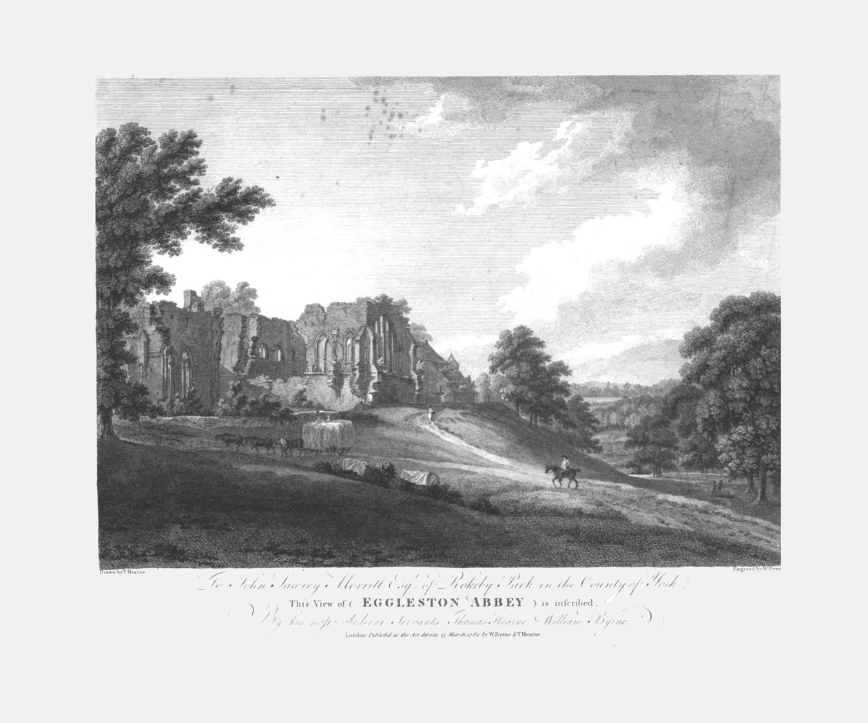 Eggleston修道院，c1782。 作者 威廉·伯恩