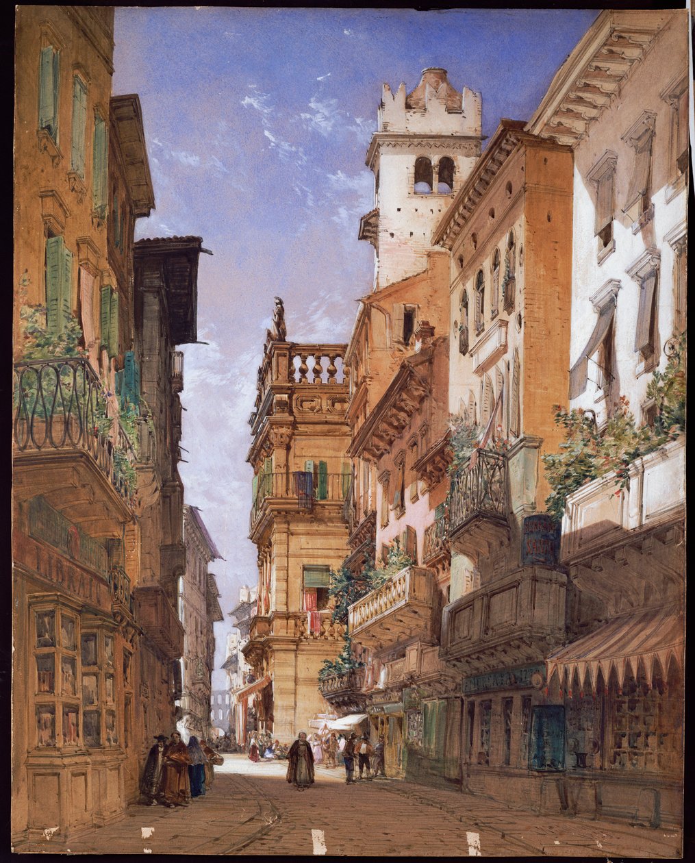 维罗纳：科索·桑特·《 Anastasia and the Palazzo Maffei，1855年 作者 威廉·卡洛