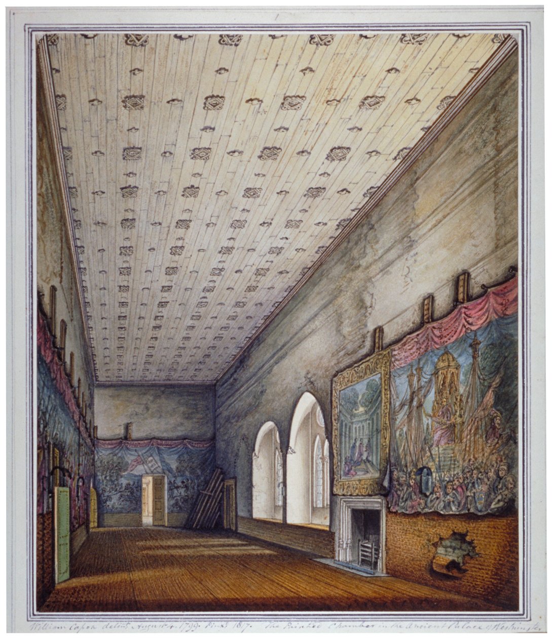 画室内景，威斯敏斯特宫，伦敦，1817年。                            作者 威廉·卡彭