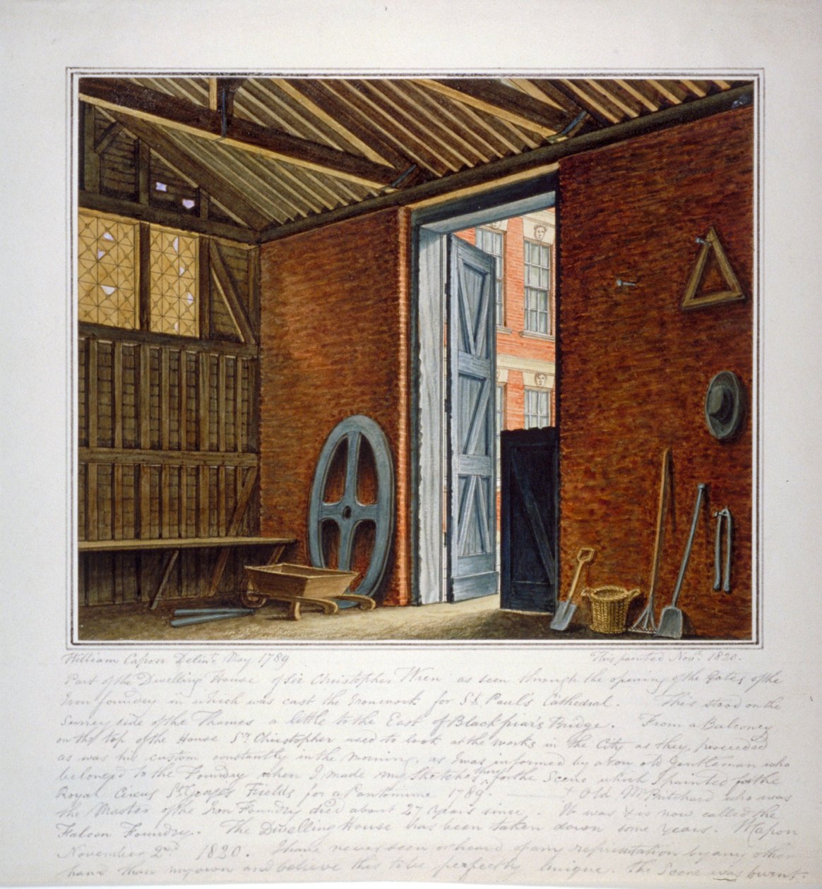 克里斯托弗-冉爵士的部分住宅，伦敦南华克，1820年。         作者 威廉·卡彭