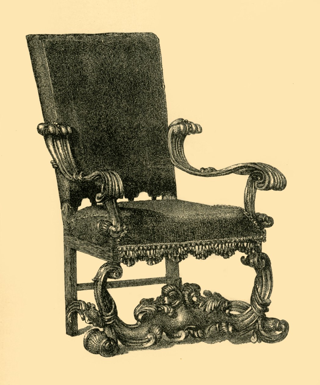 胡桃木扶手椅，c1685-1710，1881。 作者 威廉·卡特利