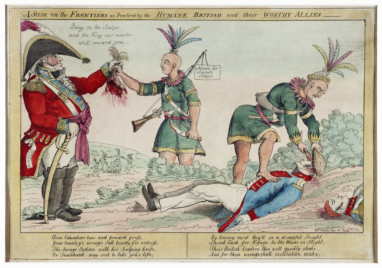 英国人文及其值得信赖的同盟所实现的前沿景象，酒吧。 1812年（手工彩色雕刻） 作者 威廉·查尔斯