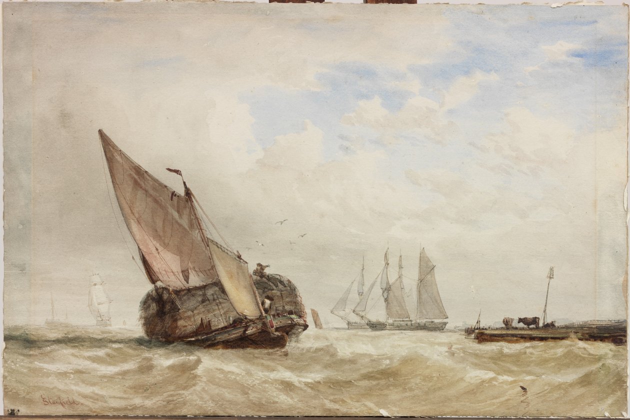 Hayboat（水彩，身体颜色和卡片上的划痕） 作者 克拉克森·弗雷德里克·斯坦菲尔德