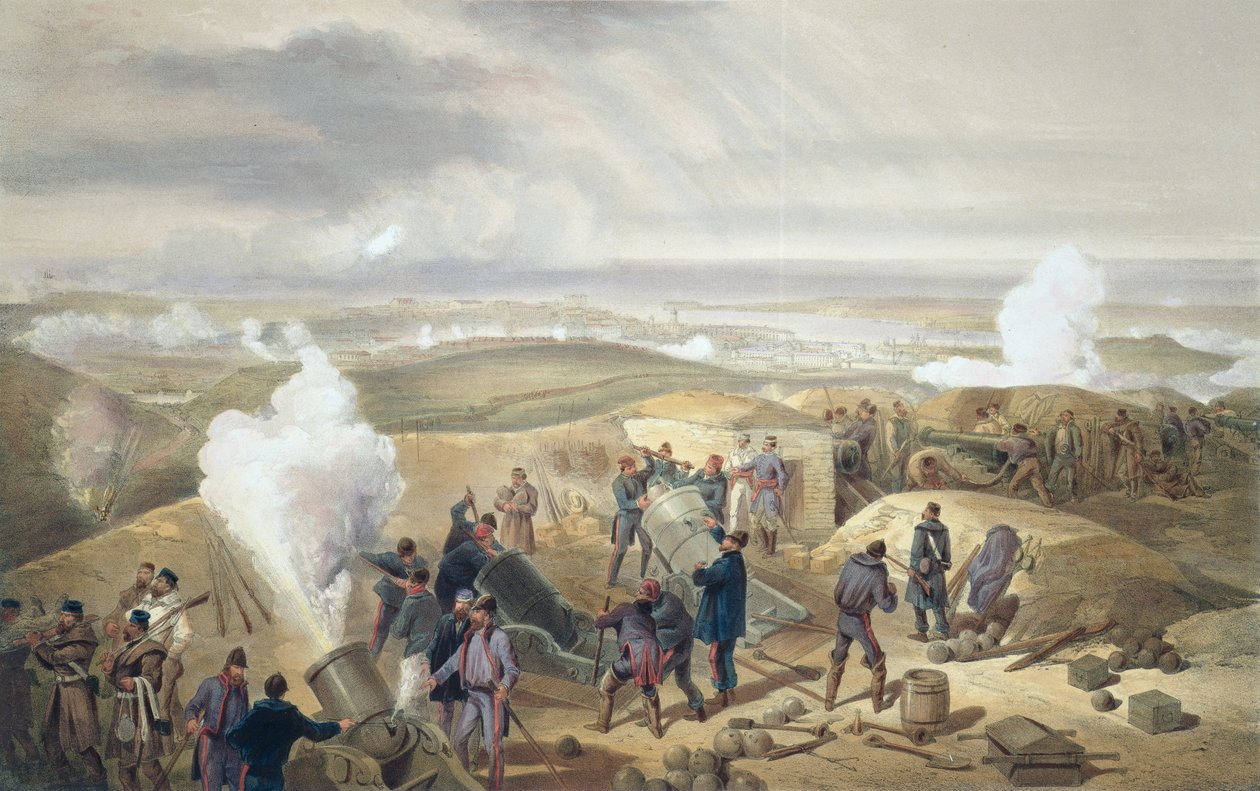 电池中的炎热日子，来自“东方战争的座位”，酒吧。作者：Paul und Dominic Colnaghi und Co.，1856 作者 威廉·克里米亚·辛普森