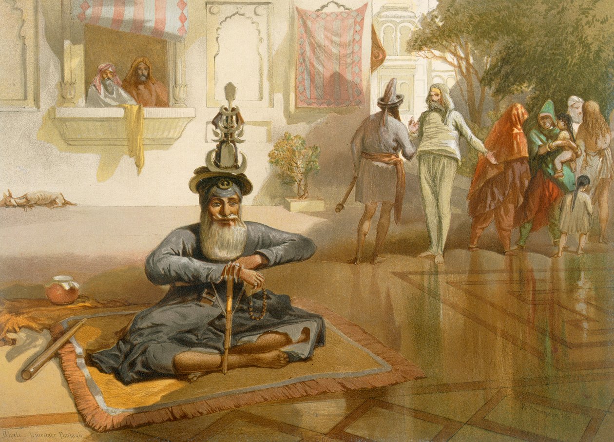 阿卡利斯在神圣的坦克，Umritsar，来自&39;印度古代和现代&39;，1867年 作者 威廉·克里米亚·辛普森