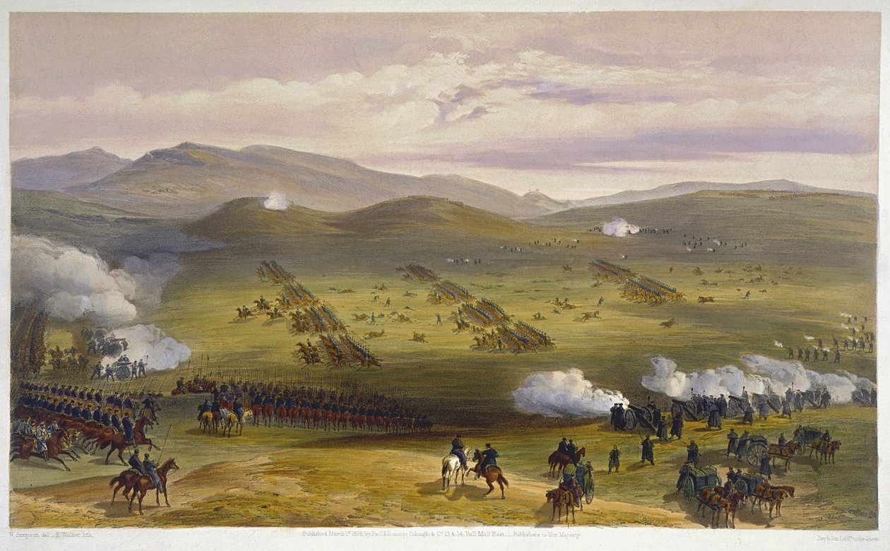 1854年10月25日轻骑兵旅的指控，炮兵的细节，从东部战争的座位，酒吧。作者：Paul＆Dominic Colnaghi＆Co.，1856年的光刻细节75991 作者 威廉·克里米亚·辛普森