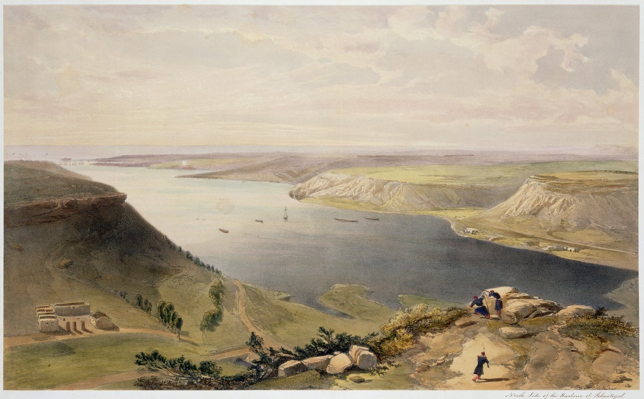 塞瓦斯托波尔港的北侧，从“东方战争的座位”，酒吧。作者：Paul und Dominic Colnaghi und Co.，1856 作者 威廉·克里米亚·辛普森