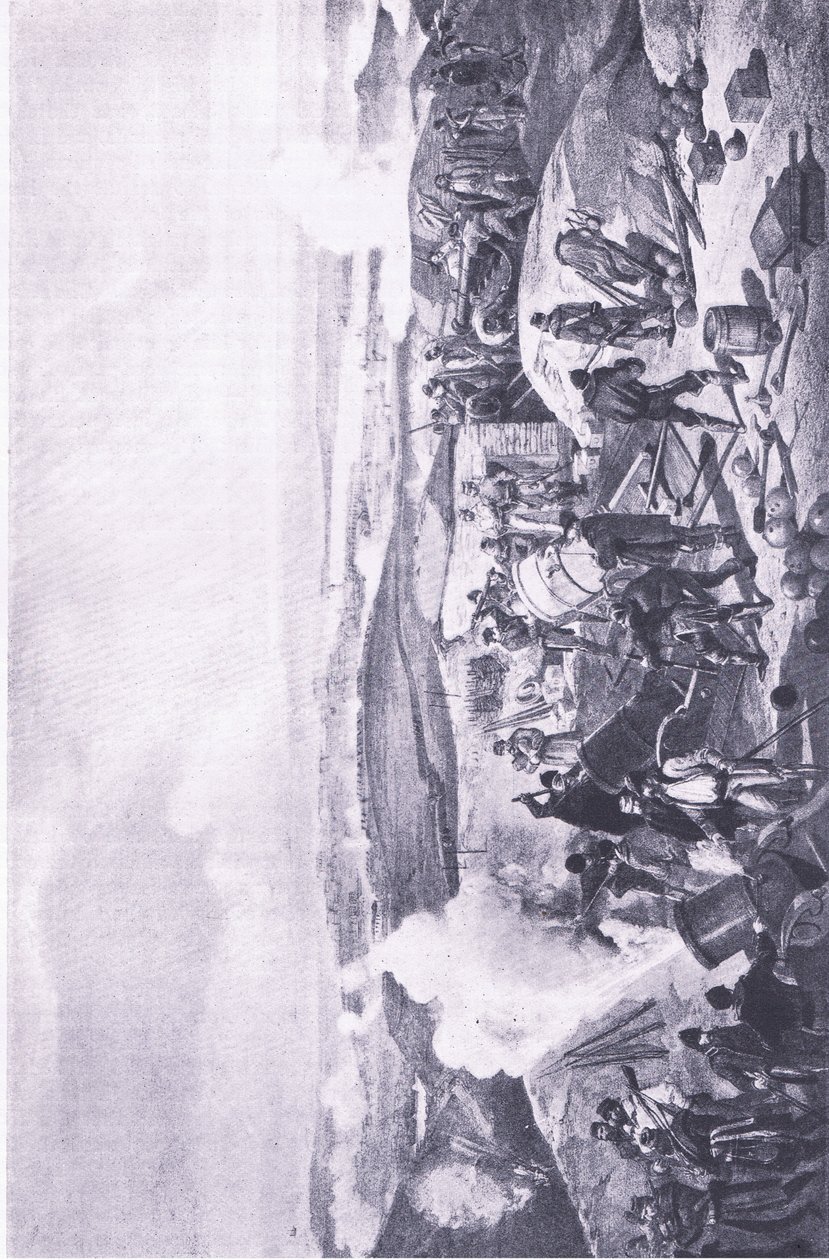 塞瓦斯托波尔：电池上炎热的一天，1915年英国陆地和海上战役的插图 作者 威廉·克里米亚·辛普森