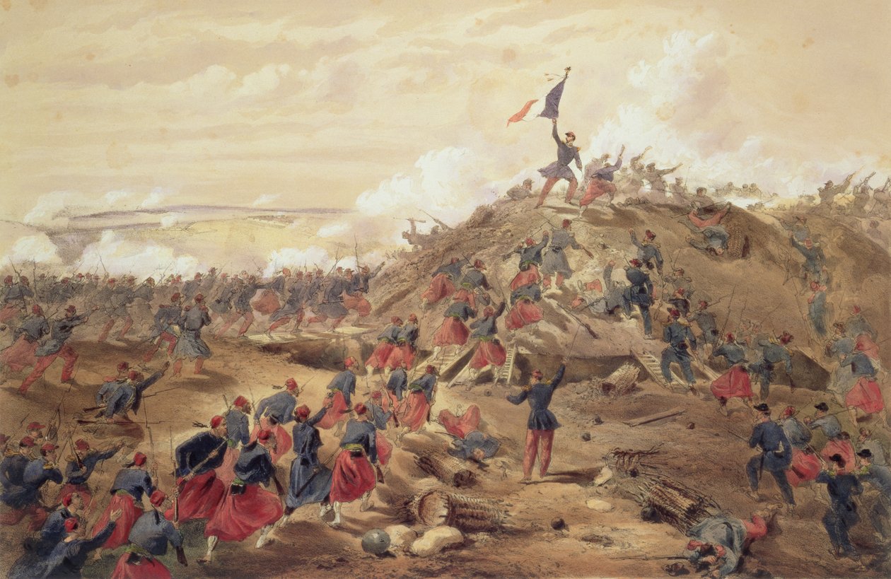 对马拉科夫的攻击，来自“东方战争的座位”，酒吧。作者：Paul und Dominic Colnaghi und Co.，1856 作者 威廉·克里米亚·辛普森