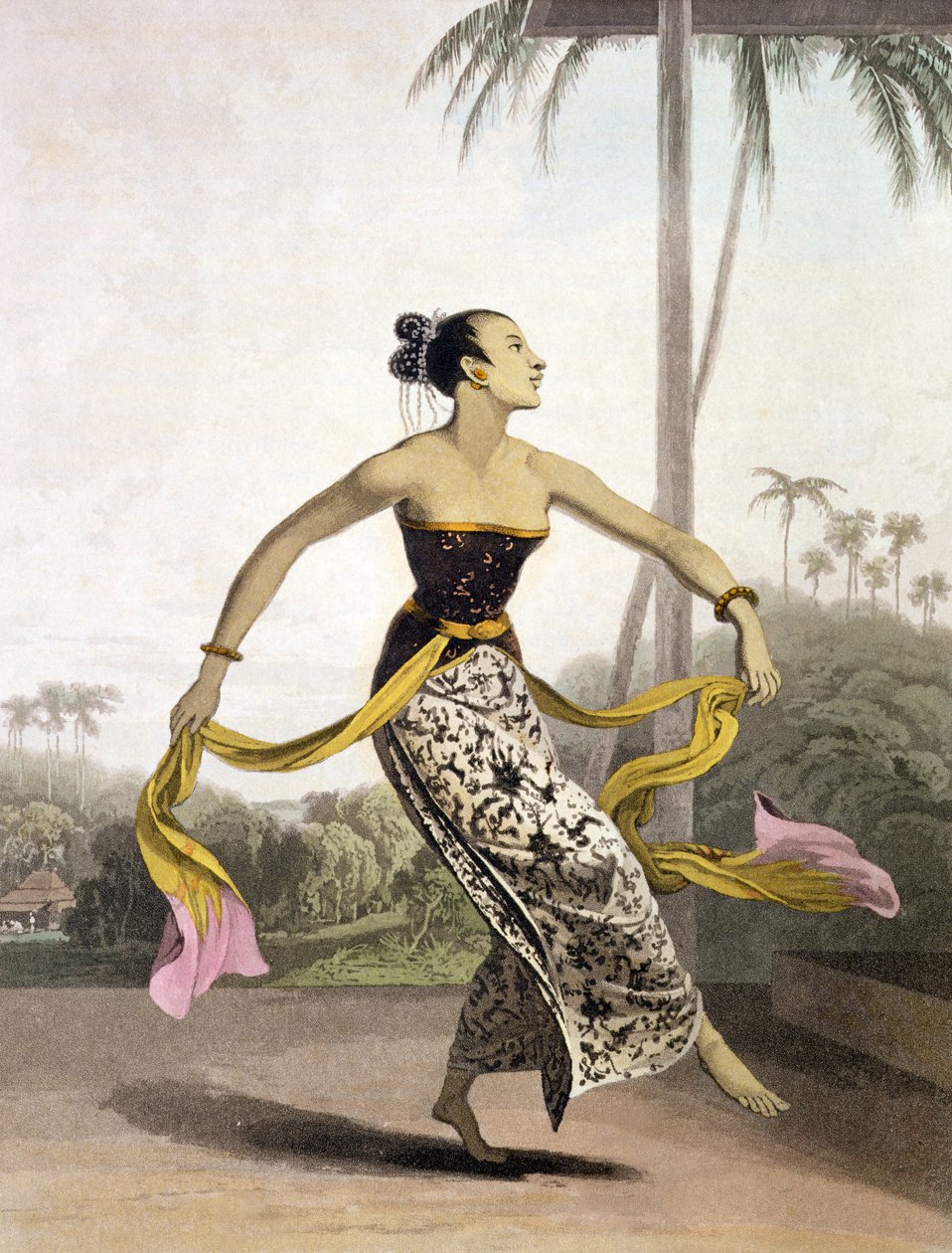 A Ronggeng或Dancing Girl，来自Vol。我是托马斯·斯坦福德莱佛士（1781-1826）的“爪哇历史”。 1817年（aquatint） 作者 威廉·丹尼尔