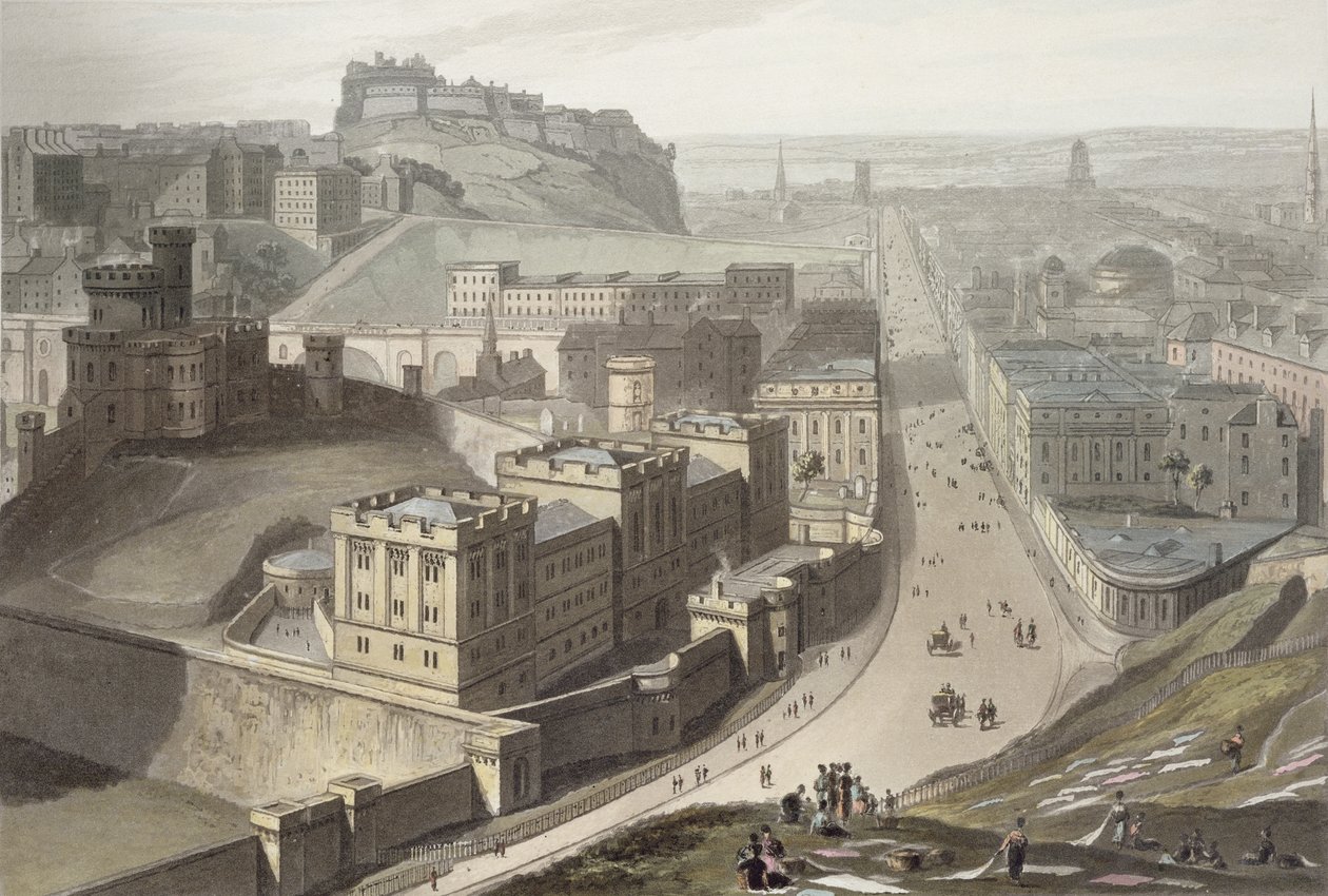 爱丁堡，来自卡尔顿山，来自“1814年至1825年之间的英国之旅”1829年出版 作者 威廉·丹尼尔