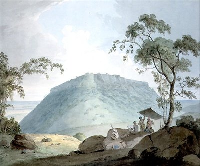 比哈尔邦Bijaigaih山堡的东南景（纸上水彩画 作者 威廉·丹尼尔