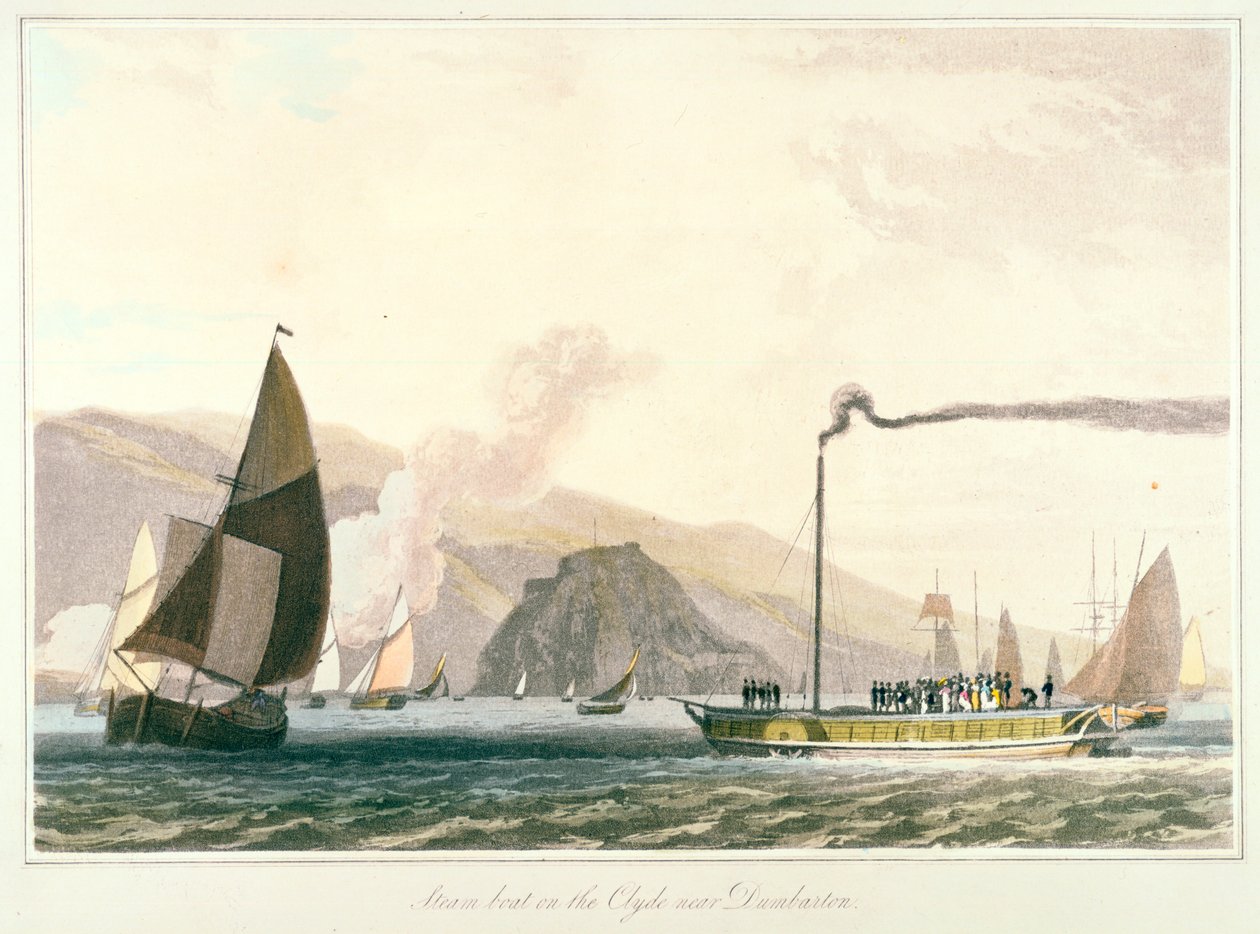 登巴顿附近的克莱德汽船，c1814 作者 威廉·丹尼尔