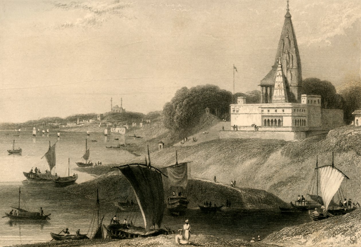 贝纳雷斯（Benares）的伯纳尔塔（Bernar Pagoda），1835年。 作者 威廉·丹尼尔