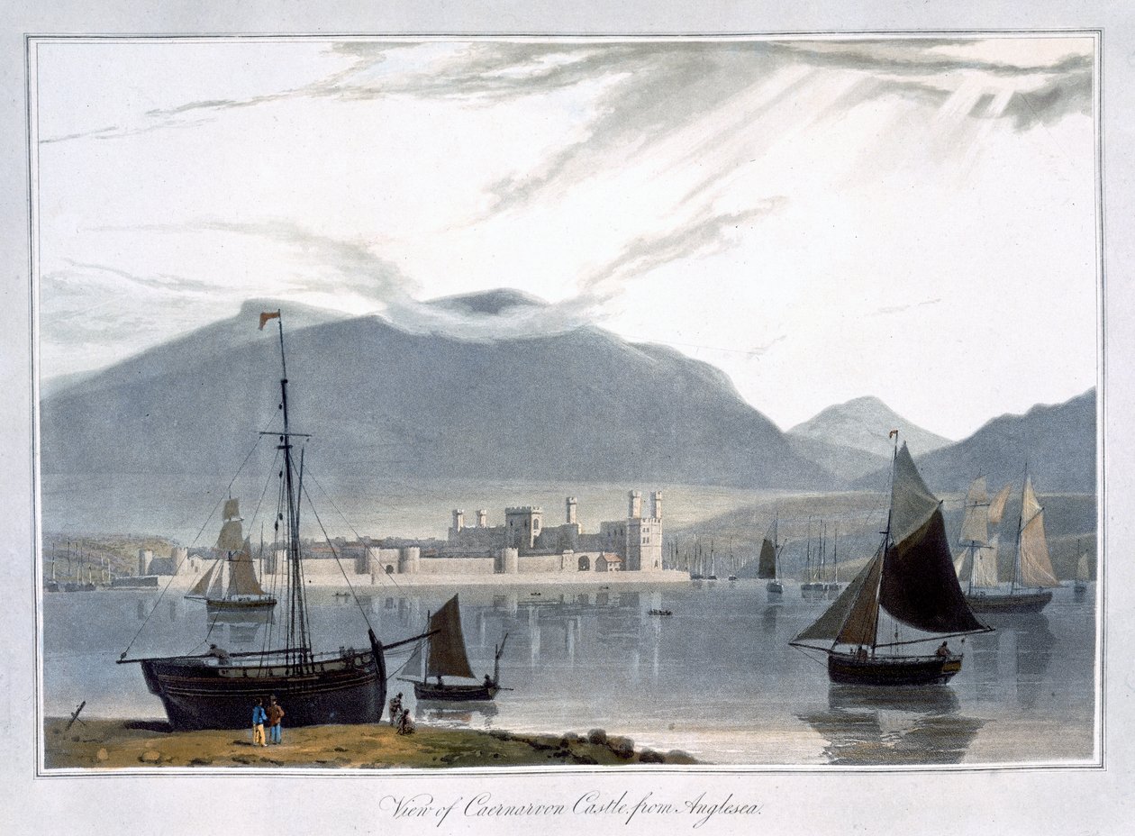 从Anglesea看Caernarvon城堡》，威尔士，1814年 作者 威廉·丹尼尔