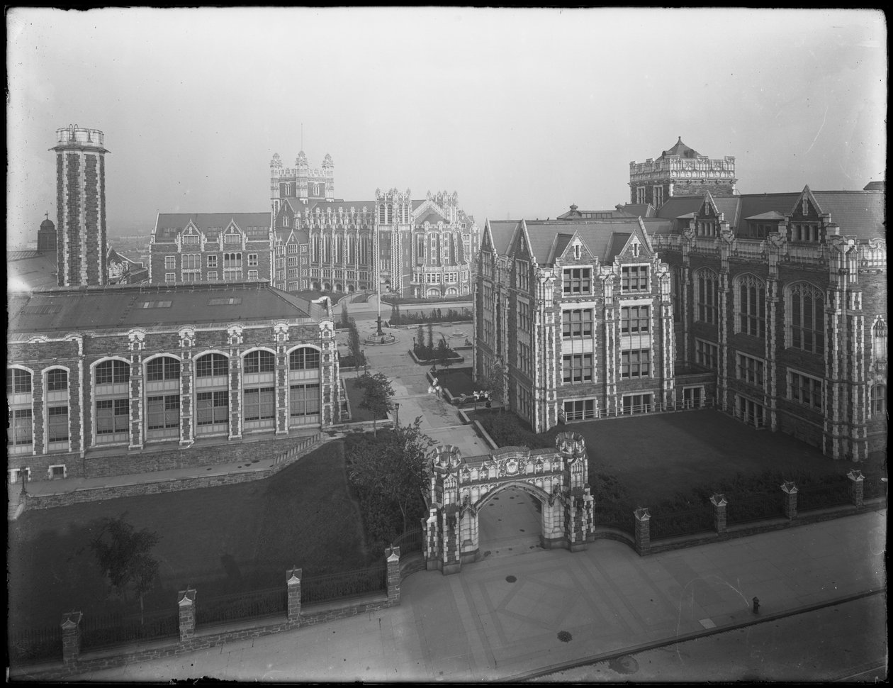 1914年7月16日，纽约市纽约市学院校园的高角度视图 作者 威廉·戴维斯·哈斯勒