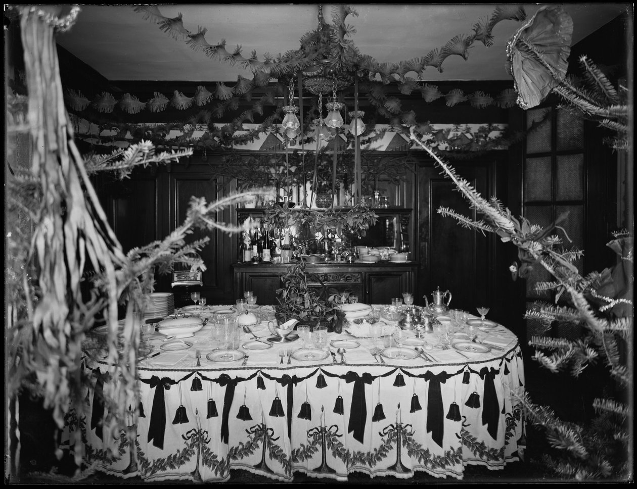 1917年1月4日圣诞节装饰的William Mill Butler先生和夫人的住所内部 作者 威廉·戴维斯·哈斯勒