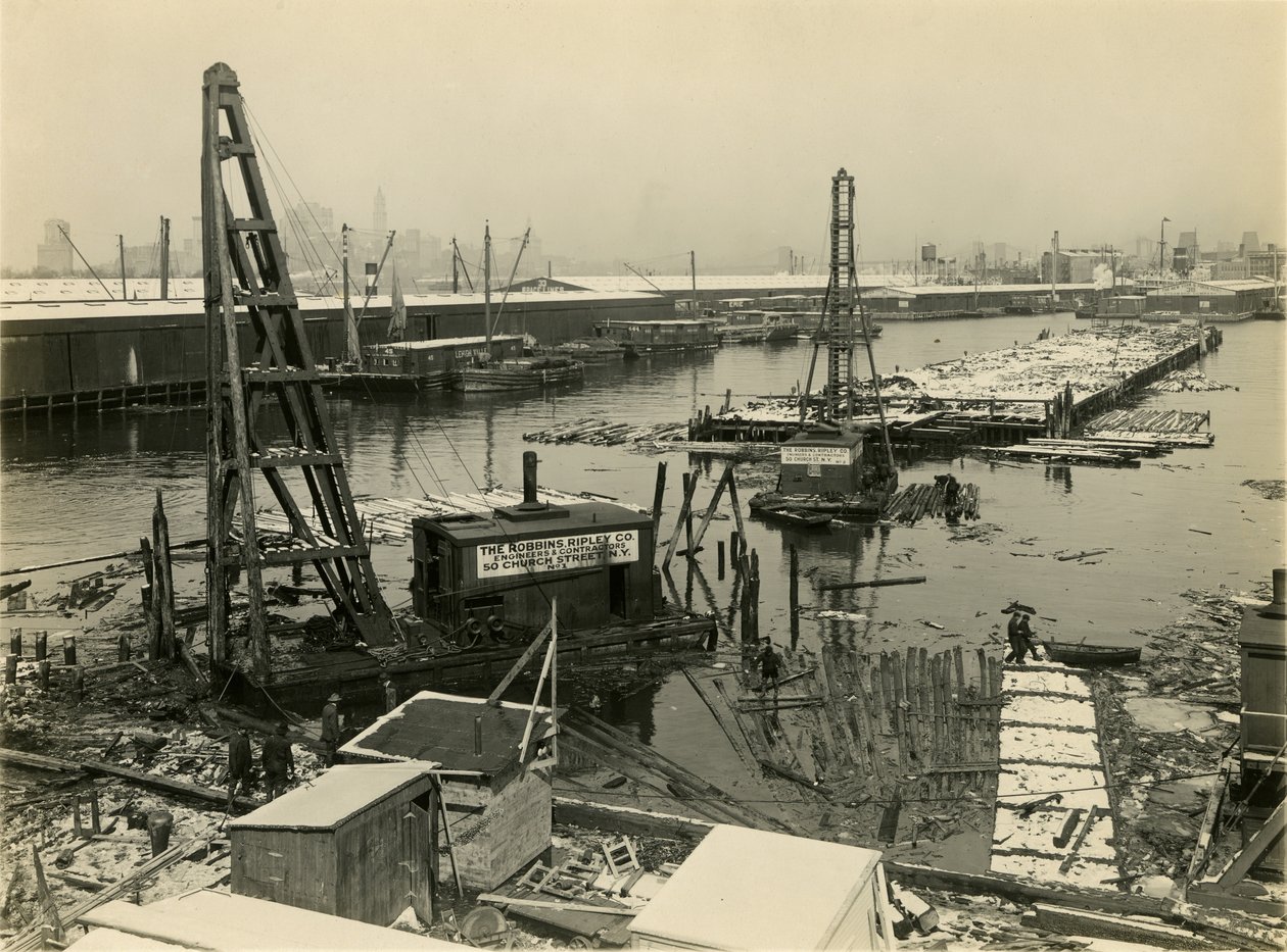 身份不明的工业滨水区，c.1910-21 作者 威廉·戴维斯·哈斯勒