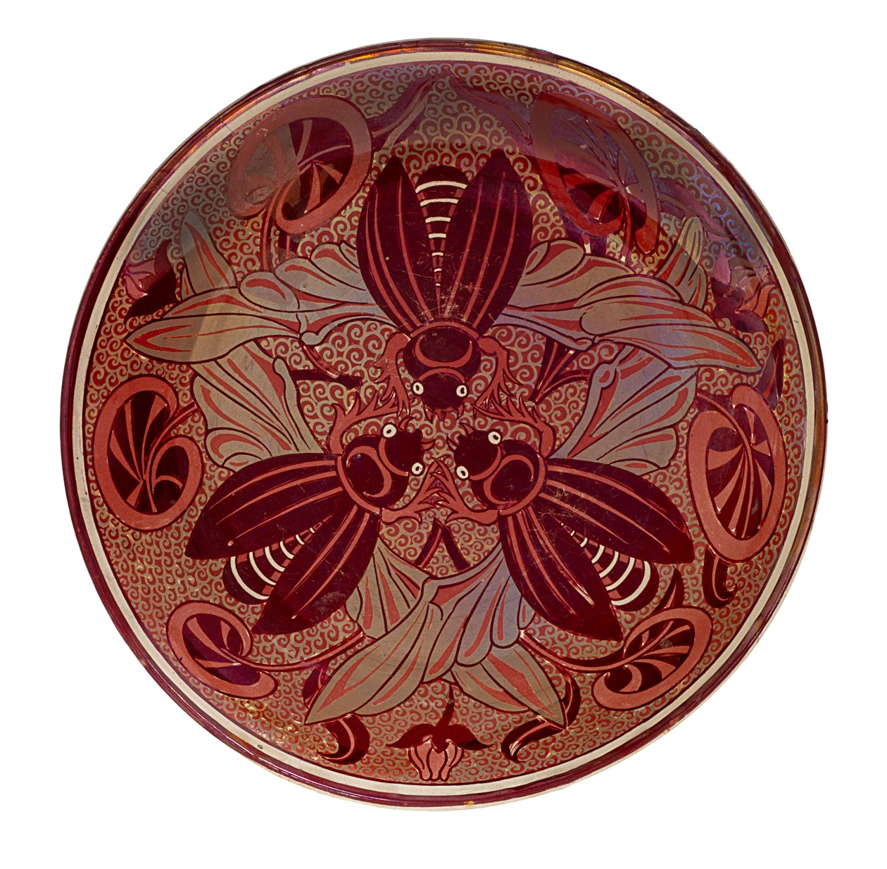 红色光泽甲虫盘子，1888-1907年 作者 威廉·德·摩根