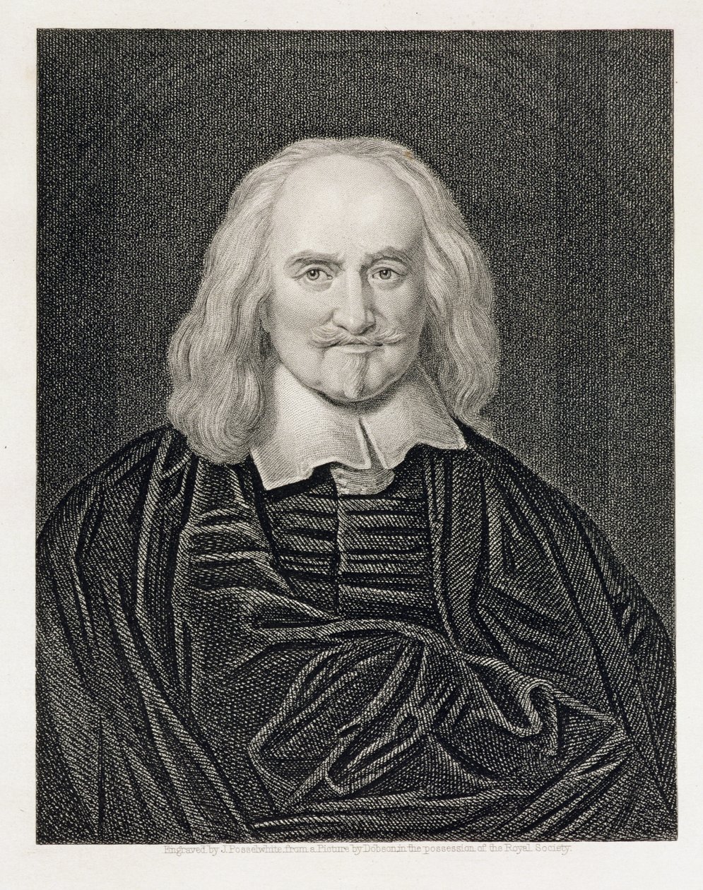Thomas Hobbes（1588-1679）的肖像由James Posselwhite（1798-1884）酒吧刻。作者：William Mackenzie 作者 威廉·多布森