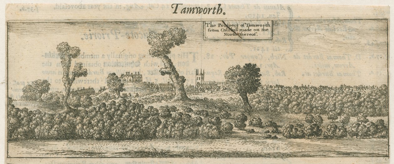 塔姆沃思（Tamworth）-全景图：铜版画，nd [17th cent] 作者 威廉·杜格代尔