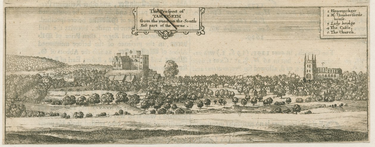 塔姆沃思（Tamworth）-全景图：版画，nd [17th cent] 作者 威廉·杜格代尔